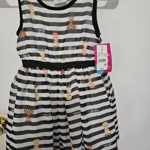 Striped Barbie Dress with Black Trim